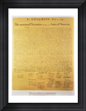 Framed Declaration of Independence of the 13 United States of America of 1776 Print