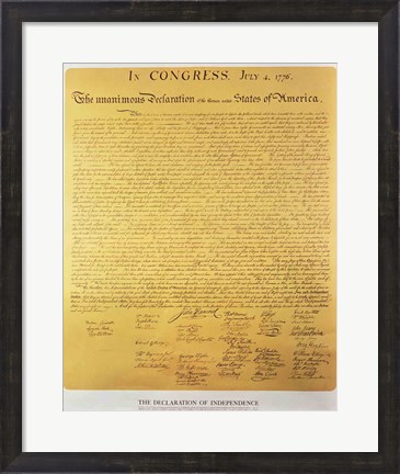 Framed Declaration of Independence of the 13 United States of America of 1776 Print