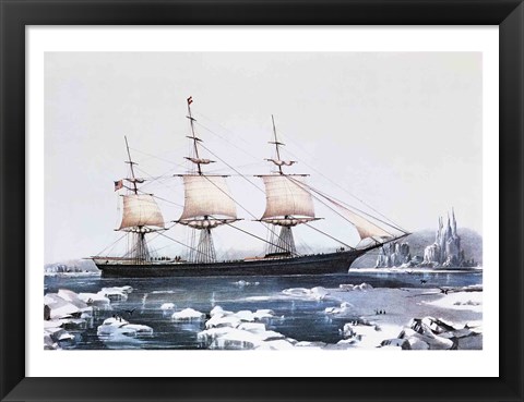 Framed Clipper Ship Red Jacket in the ice off Cape Horn on her passage from Australia to Liverpool Print