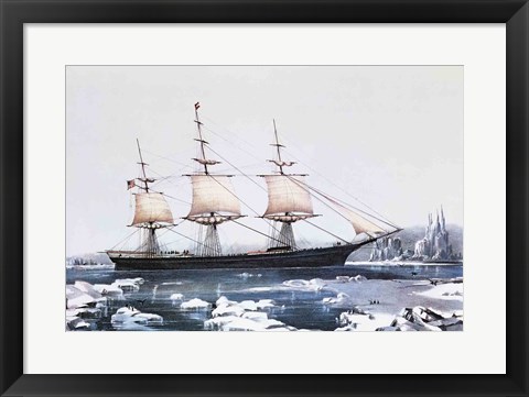 Framed Clipper Ship Red Jacket in the ice off Cape Horn on her passage from Australia to Liverpool Print