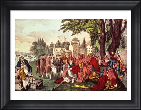 Framed William Penn&#39;s Treaty with the Indians Print