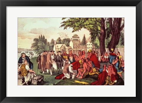 Framed William Penn&#39;s Treaty with the Indians Print