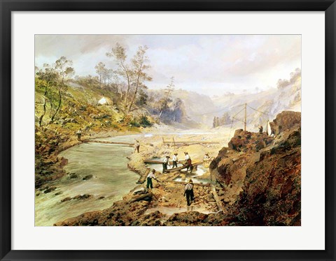 Framed &#39;Fortyniners&#39; washing gold from the Calaveres River, California, 1858 Print