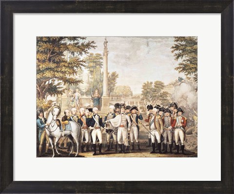 Framed British Surrendering to General Washington after their Defeat at Yorktown Print