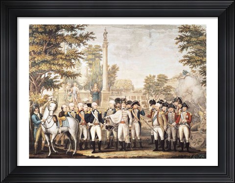 Framed British Surrendering to General Washington after their Defeat at Yorktown Print