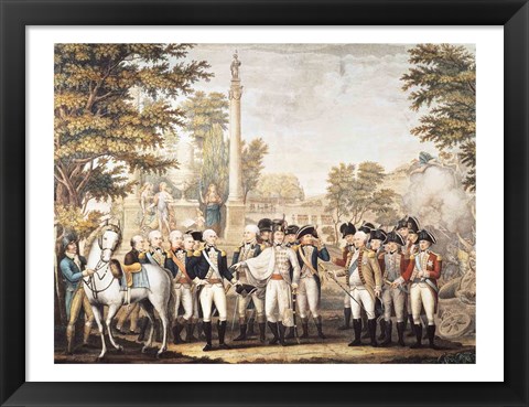 Framed British Surrendering to General Washington after their Defeat at Yorktown Print