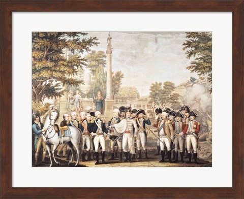 Framed British Surrendering to General Washington after their Defeat at Yorktown Print