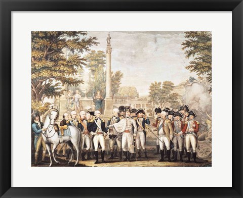 Framed British Surrendering to General Washington after their Defeat at Yorktown Print