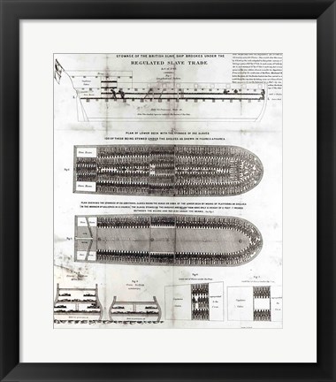 Framed Stowage of the British Slave Ship &#39;Brookes&#39; Under the Regulated Slave Trade Act of 1788 Print