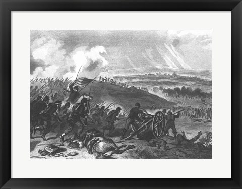 Framed Battle of Gettysburg - Final Charge of the Union Forces at Cemetery Hill, 1863 Print