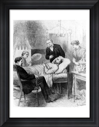 Framed President Garfield Lying Wounded in his Room at the White House, Washingto Print