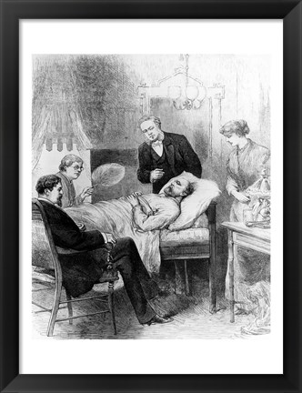 Framed President Garfield Lying Wounded in his Room at the White House, Washingto Print