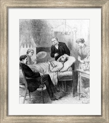 Framed President Garfield Lying Wounded in his Room at the White House, Washingto Print
