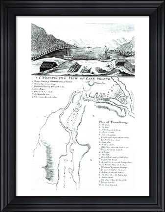 Framed Perspective View of Lake George and a Plan of Ticonderoga Print