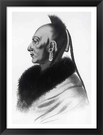 Framed Le Soldat du Chene, an Osage Chief Print