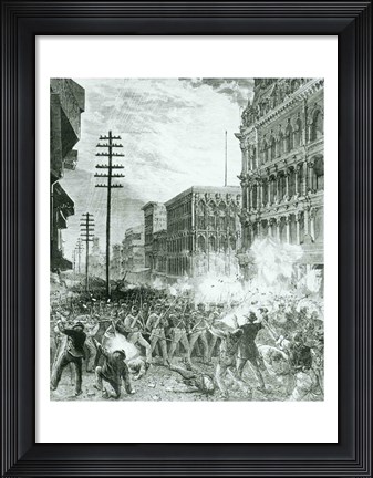 Framed Great Strike: The Sixth Maryland Regiment Fighting Its Way Through Baltimore Print