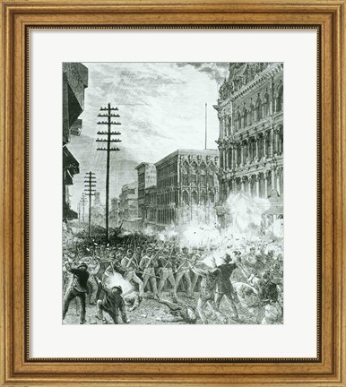Framed Great Strike: The Sixth Maryland Regiment Fighting Its Way Through Baltimore Print
