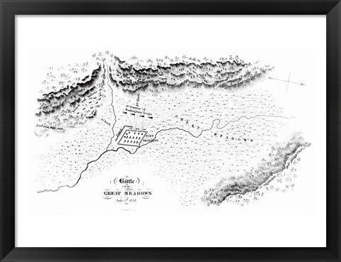 Framed Battle of the Great Meadows, July 3rd 1754 Print