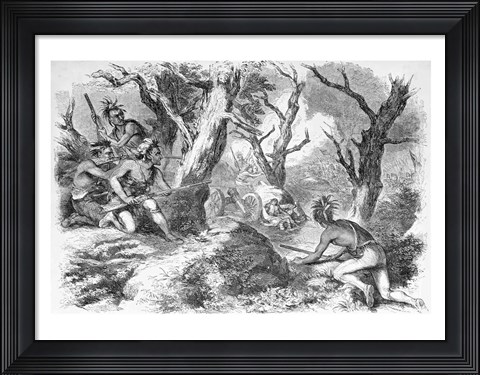 Framed Defeat of General Braddock, in the French and Indian War, in Virginia Print