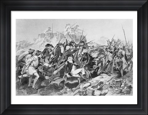 Framed Battle of Saratoga - General Arnold Wounded in the Attack on the Hessian Redoubt Print