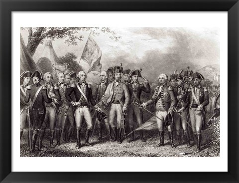 Framed British Surrendering their Arms to General Washington Print