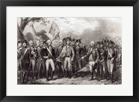 Framed British Surrendering their Arms to General Washington Print