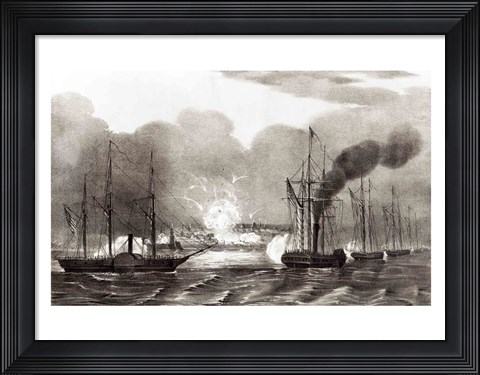 Framed Naval Bombardment of Vera Cruz Print
