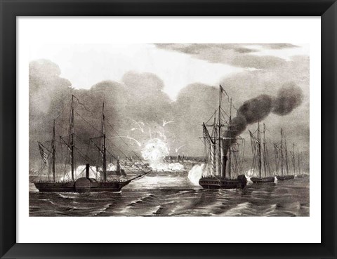 Framed Naval Bombardment of Vera Cruz Print