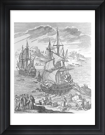 Framed La Salle&#39;s Landing in Texas Print