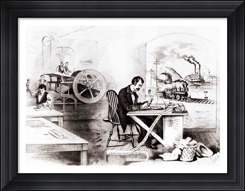 Framed Progress of the Century: The Lightning Steam Press, the Electric Telegraph, the Locomotive and the Steamboat Print