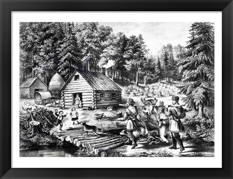 Framed Pioneer&#39;s Home on the Western Frontier Print