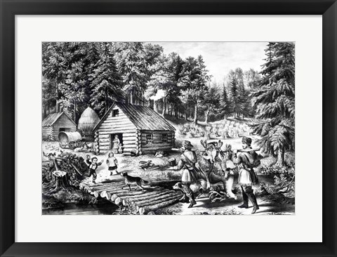 Framed Pioneer&#39;s Home on the Western Frontier Print