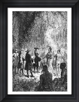 Framed Moravian Missionaries Among the Indians Print