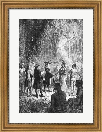 Framed Moravian Missionaries Among the Indians Print