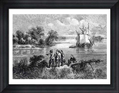 Framed Moravians Ascending the Delaware Print