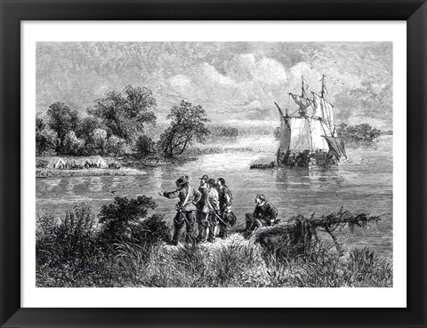 Framed Moravians Ascending the Delaware Print