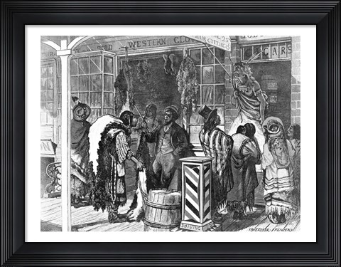 Framed Indians Trading at a Frontier Town Print