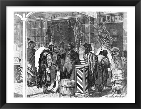 Framed Indians Trading at a Frontier Town Print