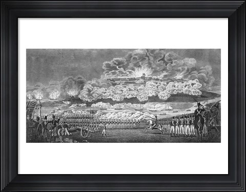 Framed Representation of the Capture of the City of Washington Print