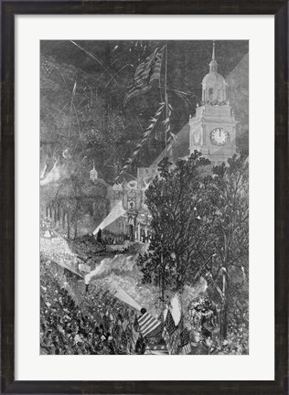 Framed Centennial Fourth: Illumination of Independence Hall Print