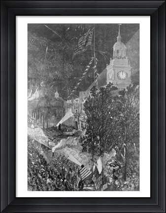 Framed Centennial Fourth: Illumination of Independence Hall Print