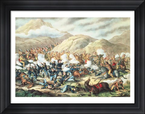 Framed Battle of Little Big Horn, June 25th 1876 Print