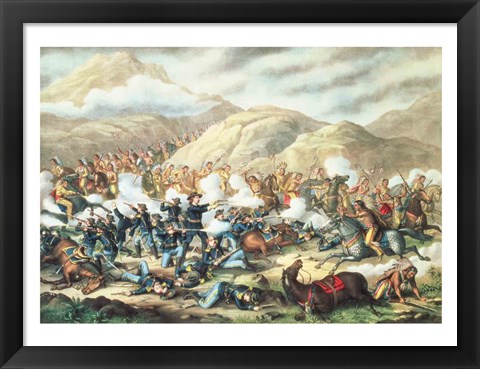 Framed Battle of Little Big Horn, June 25th 1876 Print