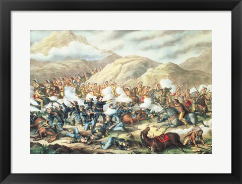 Framed Battle of Little Big Horn, June 25th 1876 Print