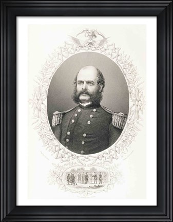 Framed Major General Ambrose Everett Burnside Print