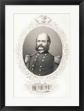 Framed Major General Ambrose Everett Burnside Print