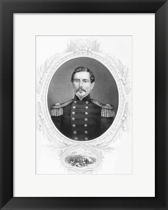 Framed General Pierre Gustave Toutant Beauregard Print