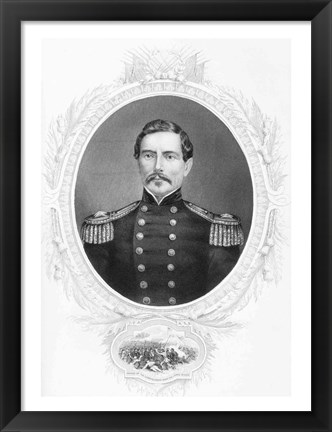 Framed General Pierre Gustave Toutant Beauregard Print