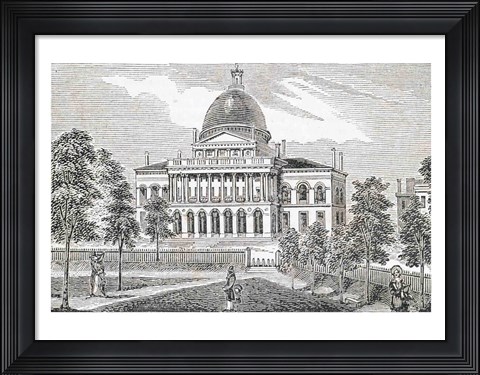 Framed Southern view of the State House in Boston Print