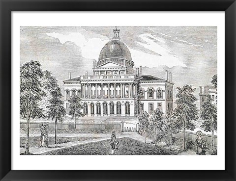Framed Southern view of the State House in Boston Print